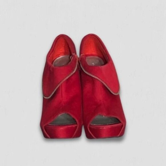 Body Central Red Platform Peep Toe Stiletto Heels Size 8 - Picture 3 of 12